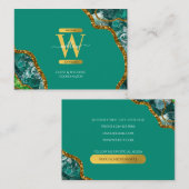 グリーン&金ゴールドアゲートゲードグリッターモノグラムマーブル 名刺 (正面/裏面)