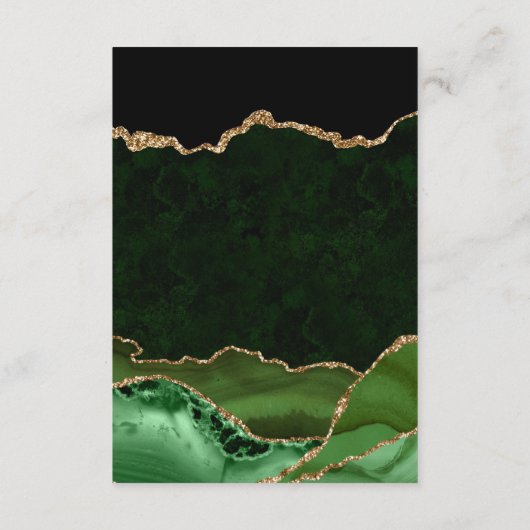 グリーン&金ゴールドアゲ結婚ートのハネムーンファンド エンクロージャーカード (裏面)