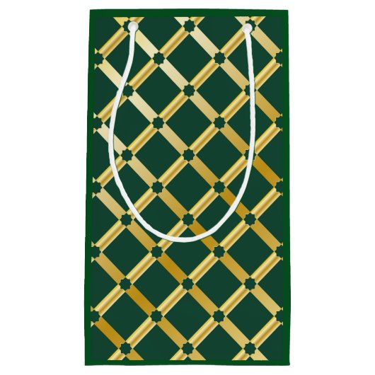 グリーン&金ゴールドアラベスク抱き枕 スモールペーパーバッグ (正面)