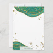 グリーン&金ゴールドウォーターカラーゲードアゲートホリデーパーティー 招待状 (裏面)