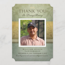 グリーン&金ゴールドエレガンスサンキューメモリアルカード 案内状