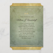 グリーン&金ゴールドエレガンスサンキューメモリアルカード 案内状 (裏面)