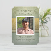 グリーン&金ゴールドエレガンスサンキューメモリアルカード 案内状 (スタンド正面)