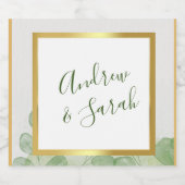 グリーン&金ゴールドエレガントユーカリ スパークリングワインラベル (シングルラベル)