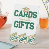 グリーン&金ゴールドカード&ギフト卒業表 台座サイン (インサイチュ)