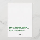 グリーン&金ゴールドギンガムクリスマスホリデーフォト 箔シーズンカード (裏面)