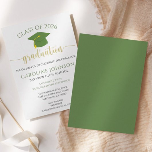 グリーン&金ゴールドクラス卒業パーティー 招待状