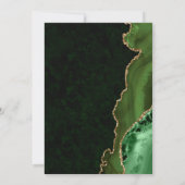 グリーン&金ゴールドグリッターアゲートとマーブル結婚ズ 招待状 (裏面)