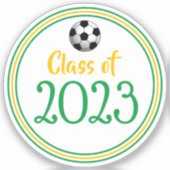 グリーン&金ゴールドサッカークラス卒業 シール (正面)