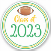 グリーン&金ゴールドサッカークラス年卒業 シール (正面)