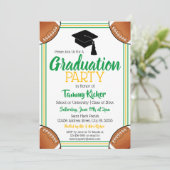 グリーン&金ゴールドサッカー卒業パーティー 招待状 (スタンド正面)