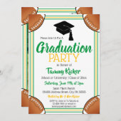 グリーン&金ゴールドサッカー卒業パーティー 招待状 (正面/裏面)