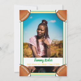 グリーン&金ゴールドサッカー卒業 案内状