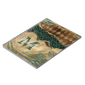 グリーン&金ゴールドサファリアニマルグリッターアゲートモノグラム ノートブック (左側)