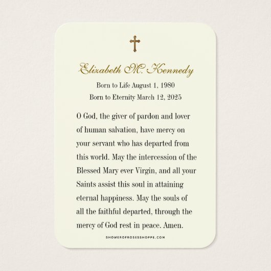 グリーン&金ゴールドシャムロックアイリッシュ葬儀メモリアル (裏面)