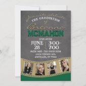 グリーン&金ゴールドシャルボードフィルムストリップ卒業 招待状 (正面)