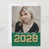 グリーン&金ゴールドシャルボードフィルムストリップ卒業 招待状 (裏面)