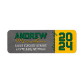 グリーン&金ゴールドシャルボード卒業差出人住所 ラベル (正面)