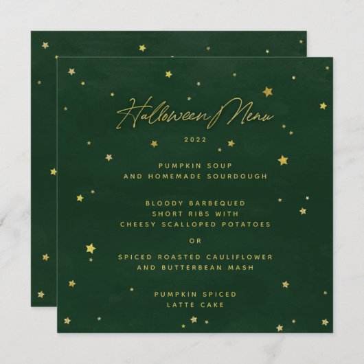 グリーン/金ゴールドスキャッタスタースクエア/ラウンドハロウィン メニュー (正面/裏面)