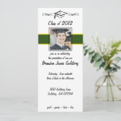グリーン&金ゴールドスクールの卒業の招待状 招待状 (スタンド正面)