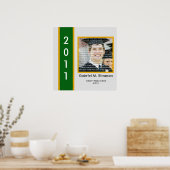 グリーン&金ゴールドスクール卒業額壁アート ポスター (キッチン)