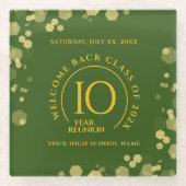 グリーン&金ゴールドスクール懇親会 ガラスコースター (正面)