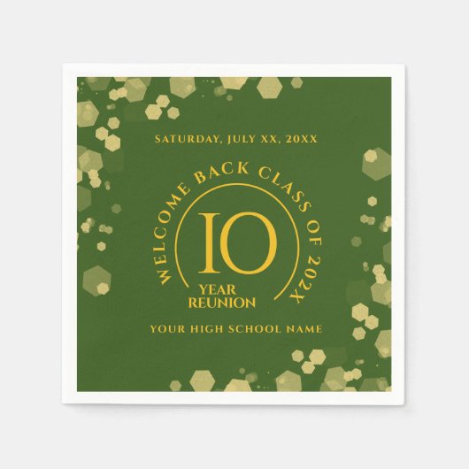 グリーン&金ゴールドスクール懇親会 スタンダードカクテルナプキン (正面)