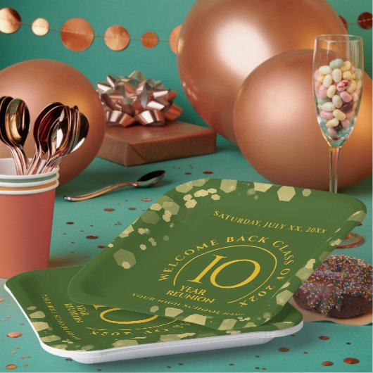 グリーン&金ゴールドスクール懇親会 ペーパープレート (複数)