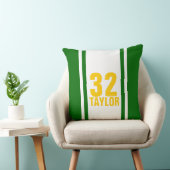 グリーン&金ゴールドストライプのスポーツジャージー装飾用クッション クッション (椅子)