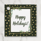 グリーン&金ゴールドスノーホリデーパーティーフェスティバル フェイバータグ (正面)