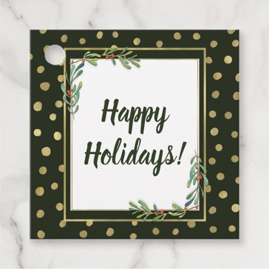 グリーン&金ゴールドスノーホリデーパーティーフェスティバル フェイバータグ (正面)