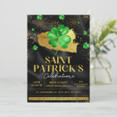 グリーン&金ゴールドセントパトリックの日お祝いパーティーI 招待状 (スタンド正面)