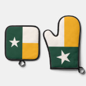 グリーン&金ゴールドテキサス州州旗 鍋つかみ&鍋敷きセット (正面)