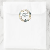 グリーン&金ゴールドトロピカルパームリースクリスマス ラウンドシール (バッグ)