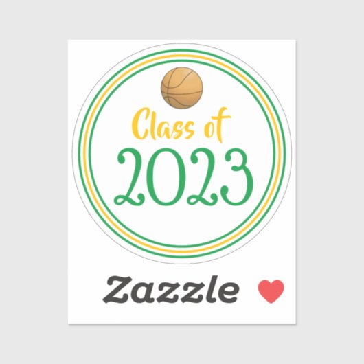 グリーン&金ゴールドバスケットボールクラス卒業 シール (シート)