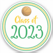 グリーン&金ゴールドバスケットボールクラス卒業 シール (正面)