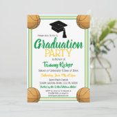 グリーン&金ゴールドバスケットボール卒業パーティー 招待状 (スタンド正面)