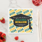 グリーン&金ゴールドパーソナライズされた卒業キャップ紙 スタンダードランチョンナプキン (インサイチュ)