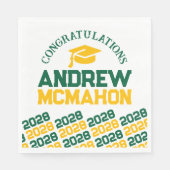 グリーン&金ゴールドパーソナライズされた卒業パーティー紙 スタンダードランチョンナプキン (正面)