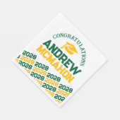 グリーン&金ゴールドパーソナライズされた卒業パーティー紙 スタンダードランチョンナプキン (角)