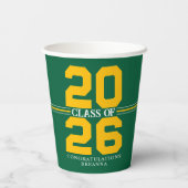 グリーン&金ゴールドパーソナライズされた科 紙コップ (裏面)