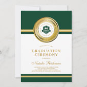 グリーン&金ゴールドフォーマル卒業式の写真 招待状 (正面)