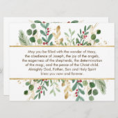 グリーン&金ゴールドフリーレッドベリークリスマス祈りの言葉 シーズンカード (正面/裏面)