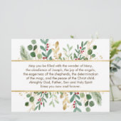 グリーン&金ゴールドフリーレッドベリークリスマス祈りの言葉 シーズンカード (スタンド正面)