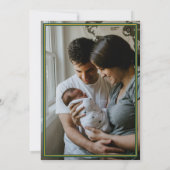 グリーン/金ゴールドヘリンボーンテキサス州撮影ベビー 案内状 (裏面)