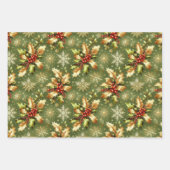 グリーン&金ゴールドホリークリスマス ラッピングペーパーシート (正面2)