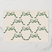 グリーン&金ゴールドボウ | 最も幸せな休日 | 楕円形の写真 箔シーズンカード (裏面)