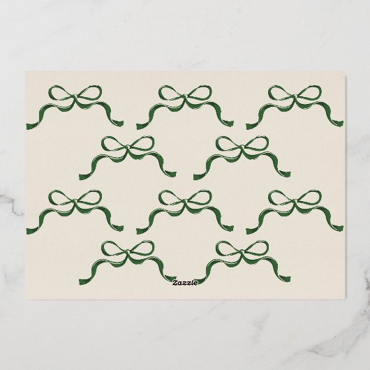 グリーン&金ゴールドボウ | 最も幸せな休日 | 楕円形の写真 箔シーズンカード (裏面)