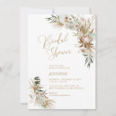 グリーン&金ゴールドボホボタニカルブライダルシャワー 招待状 (正面)