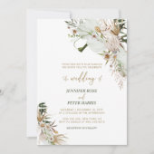 グリーン&金ゴールドボホボタニカル秋の結婚式インビタティ 招待状 (正面)